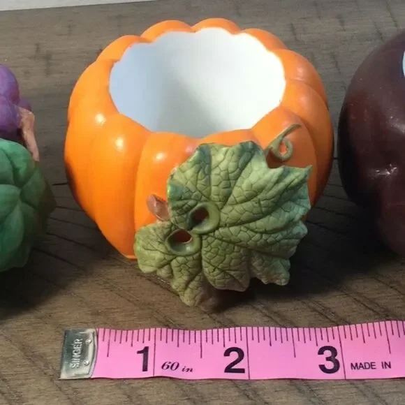 6 Cornucopia tea candleholders grapes 🍇 pear 🍐pumpkin 🎃 peach 🍑 squash &plum - Picture 13 of 16